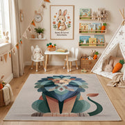 Geometric Cat Portrait Area Rug, Modern Color Block Carpet, Kids Room Decor – bedroom styling