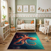 Colorful Octopus Area Rug, Ocean Animal Carpet, Playful Kids Room Decor – pattern detail