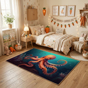 Colorful Octopus Area Rug, Ocean Animal Carpet, Playful Kids Room Decor – texture view