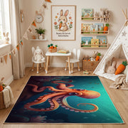 Colorful Octopus Area Rug, Ocean Animal Carpet, Playful Kids Room Decor – playroom styling