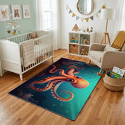 Colorful Octopus Area Rug, Ocean Animal Carpet, Playful Kids Room Decor – design close-up