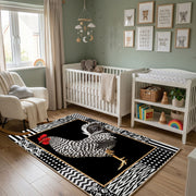 Black and White Zebra Area Rug, Graphic Safari Animal Carpet, Modern Room Decor – alternate room view