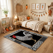 Black and White Zebra Area Rug, Graphic Safari Animal Carpet, Modern Room Decor – pattern detail