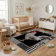 Black and White Zebra Area Rug, Graphic Safari Animal Carpet, Modern Room Decor – playroom styling