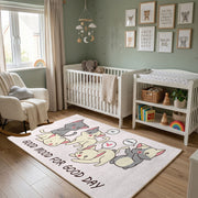 Playful Elephant Family Area Rug, Cute Nursery Animal Carpet, Kids Room Decor – alternate room view