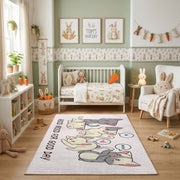 Playful Elephant Family Area Rug, Cute Nursery Animal Carpet, Kids Room Decor – pattern detail