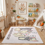 Playful Elephant Family Area Rug, Cute Nursery Animal Carpet, Kids Room Decor – playroom styling