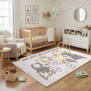 Playful Elephant Family Area Rug, Cute Nursery Animal Carpet, Kids Room Decor – living room view