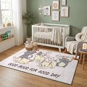 Playful Elephant Family Area Rug, Cute Nursery Animal Carpet, Kids Room Decor – design close-up