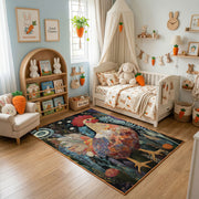 Fiery Tiger Portrait Area Rug, Dark Jungle Animal Carpet, Bold Room Decor – bedroom styling