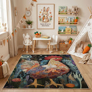 Fiery Tiger Portrait Area Rug, Dark Jungle Animal Carpet, Bold Room Decor – playroom styling