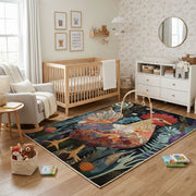 Fiery Tiger Portrait Area Rug, Dark Jungle Animal Carpet, Bold Room Decor – living room view