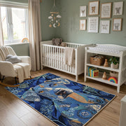 Blue Shark Ocean Area Rug, Marine Animal Carpet, Adventure Kids Room Decor – alternate room view