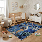 Blue Shark Ocean Area Rug, Marine Animal Carpet, Adventure Kids Room Decor – playroom styling