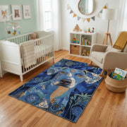 Blue Shark Ocean Area Rug, Marine Animal Carpet, Adventure Kids Room Decor – living room view