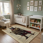 Medieval Bear Knight Area Rug, Rustic Fantasy Animal Carpet, Adventure Decor – alternate room view