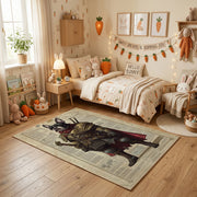 Medieval Bear Knight Area Rug, Rustic Fantasy Animal Carpet, Adventure Decor – pattern detail