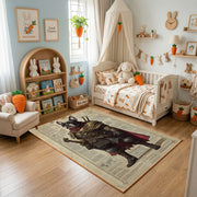 Medieval Bear Knight Area Rug, Rustic Fantasy Animal Carpet, Adventure Decor – texture view