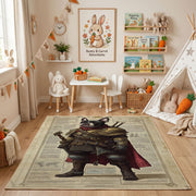 Medieval Bear Knight Area Rug, Rustic Fantasy Animal Carpet, Adventure Decor – bedroom styling