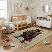 Medieval Bear Knight Area Rug, Rustic Fantasy Animal Carpet, Adventure Decor – playroom styling