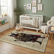 Medieval Bear Knight Area Rug, Rustic Fantasy Animal Carpet, Adventure Decor – design close-up