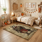 Medieval Bear Warrior Area Rug, Vintage Fantasy Animal Carpet, Rustic Decor – pattern detail