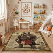Medieval Bear Warrior Area Rug, Vintage Fantasy Animal Carpet, Rustic Decor – bedroom styling