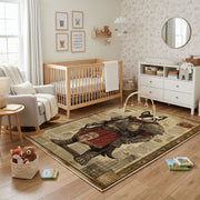 Medieval Bear Warrior Area Rug, Vintage Fantasy Animal Carpet, Rustic Decor – playroom styling