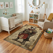 Medieval Bear Warrior Area Rug, Vintage Fantasy Animal Carpet, Rustic Decor – living room view