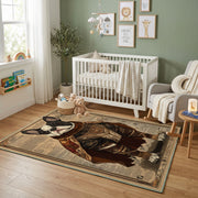 Regal Bear King Area Rug, Medieval Animal Carpet, Rustic Fantasy Room Decor – featured room view