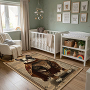 Regal Bear King Area Rug, Medieval Animal Carpet, Rustic Fantasy Room Decor – alternate room view