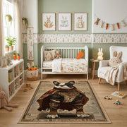 Regal Bear King Area Rug, Medieval Animal Carpet, Rustic Fantasy Room Decor – pattern detail