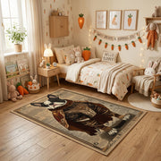 Regal Bear King Area Rug, Medieval Animal Carpet, Rustic Fantasy Room Decor – texture view