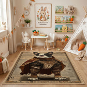 Regal Bear King Area Rug, Medieval Animal Carpet, Rustic Fantasy Room Decor – playroom styling