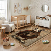Regal Bear King Area Rug, Medieval Animal Carpet, Rustic Fantasy Room Decor – living room view