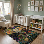 Colorful Abstract Tiger Area Rug, Artistic Jungle Animal Carpet, Modern Decor – alternate room view