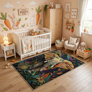 Colorful Abstract Tiger Area Rug, Artistic Jungle Animal Carpet, Modern Decor – angled room view