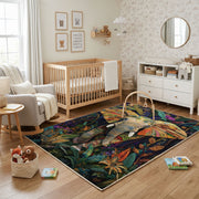 Colorful Abstract Tiger Area Rug, Artistic Jungle Animal Carpet, Modern Decor – playroom styling