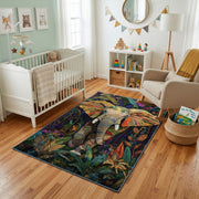 Colorful Abstract Tiger Area Rug, Artistic Jungle Animal Carpet, Modern Decor – living room view