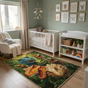 Tiger Cub Jungle Area Rug, Green Tropical Animal Carpet, Kids Room Decor – featured room view