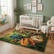 Tiger Cub Jungle Area Rug, Green Tropical Animal Carpet, Kids Room Decor – alternate room view