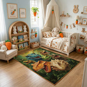 Tiger Cub Jungle Area Rug, Green Tropical Animal Carpet, Kids Room Decor – bedroom styling