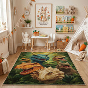 Tiger Cub Jungle Area Rug, Green Tropical Animal Carpet, Kids Room Decor – playroom styling
