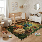 Tiger Cub Jungle Area Rug, Green Tropical Animal Carpet, Kids Room Decor – living room view