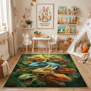 Tropical Parrot Jungle Area Rug, Green Bird Carpet, Nature Room Decor – bedroom styling