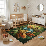 Tropical Parrot Jungle Area Rug, Green Bird Carpet, Nature Room Decor – playroom styling
