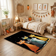 Colorful Cat Trio Area Rug, Modern Feline Carpet, Playful Kids Room Decor – pattern detail