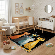 Colorful Cat Trio Area Rug, Modern Feline Carpet, Playful Kids Room Decor – playroom styling