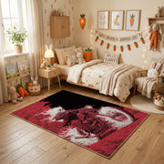 Crimson Dragon Area Rug, Dark Fantasy Creature Carpet, Gothic Room Decor – pattern detail