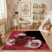 Crimson Dragon Area Rug, Dark Fantasy Creature Carpet, Gothic Room Decor – bedroom styling